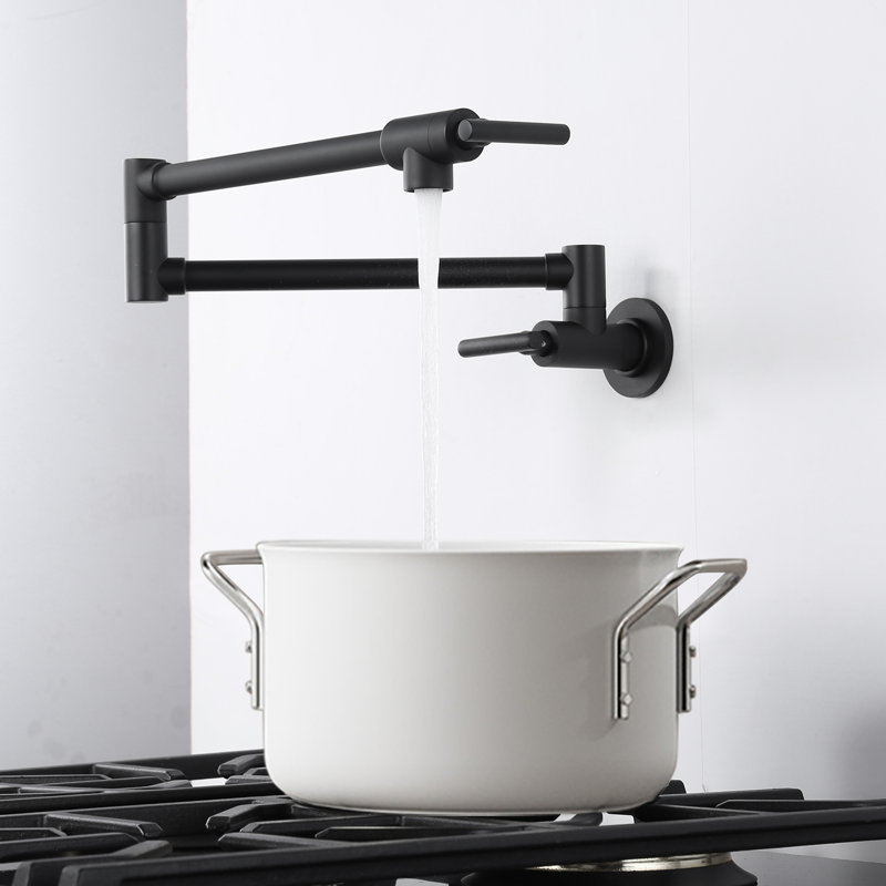 Commercial Wall Mount Brass Pot Filler Faucet with Double Joint Swing Arms, Chrome