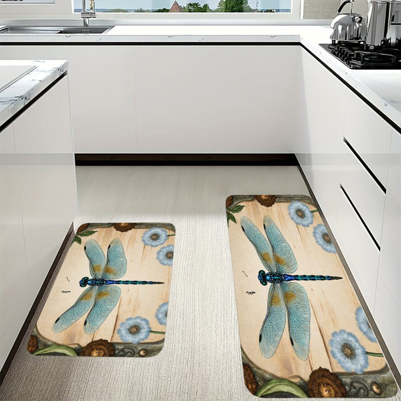 Blue Dragonfly Dandelion, Kitchen Mats 2 Count