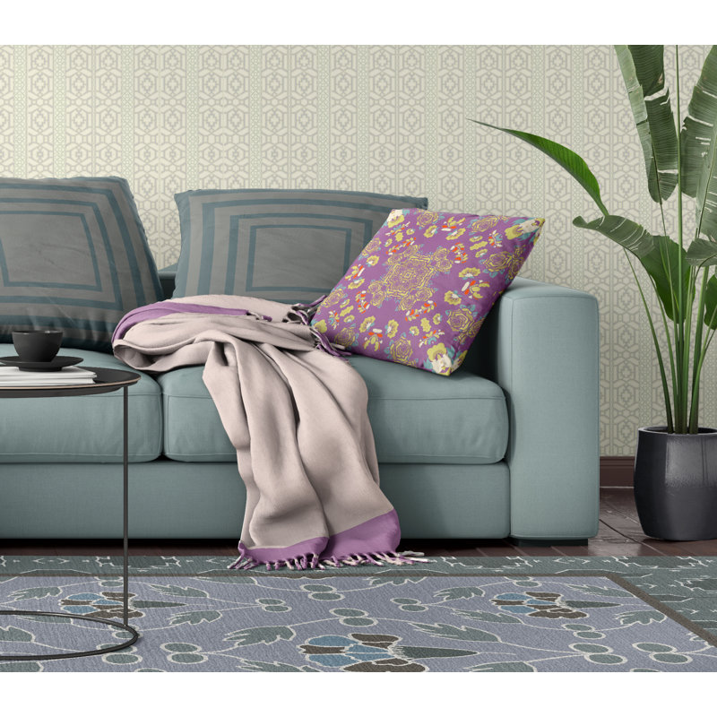  Housse et insert de coussin carré rose, 26" x 26", Mauve/jaune