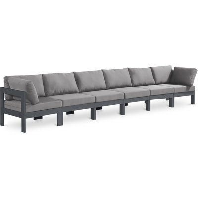 Kylis 180'' Wide Aluminum Patio Sofa with Cushions