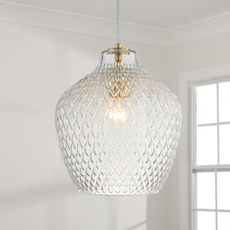 Luminaire suspendu en verre texturé 1 lumière Pasillas pour salle à manger