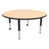 Adjustable Height Circular Preschool Classroom Activity Table with Casters