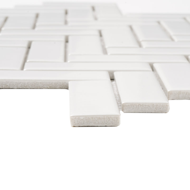1" x 3" Porcelain Chevron Mosaic Wall & Floor Tile, White