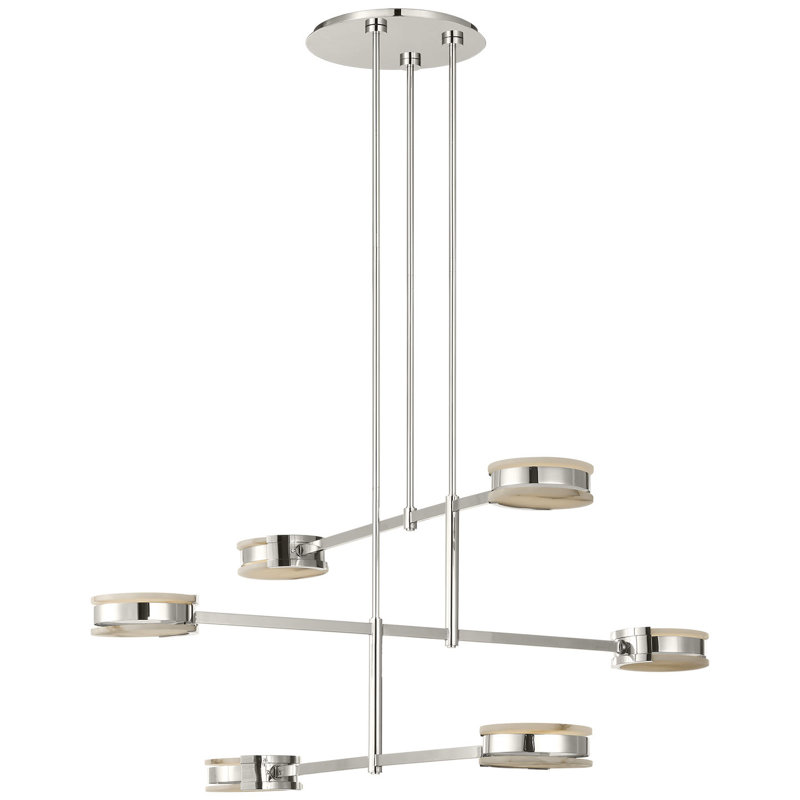 Kelly Wearstler Melange 54" Multi-Positional Chandelier with Alabaster, Polished Nickel