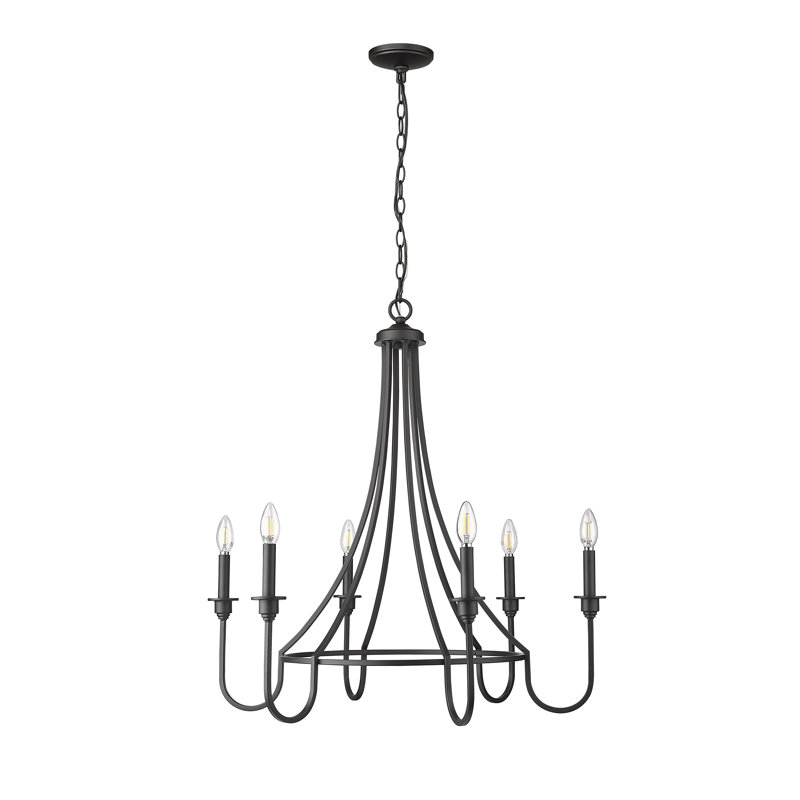 Artemis 6 - Light 30" Wide Candle Style Classic / Traditional Chandelier, Matte Black