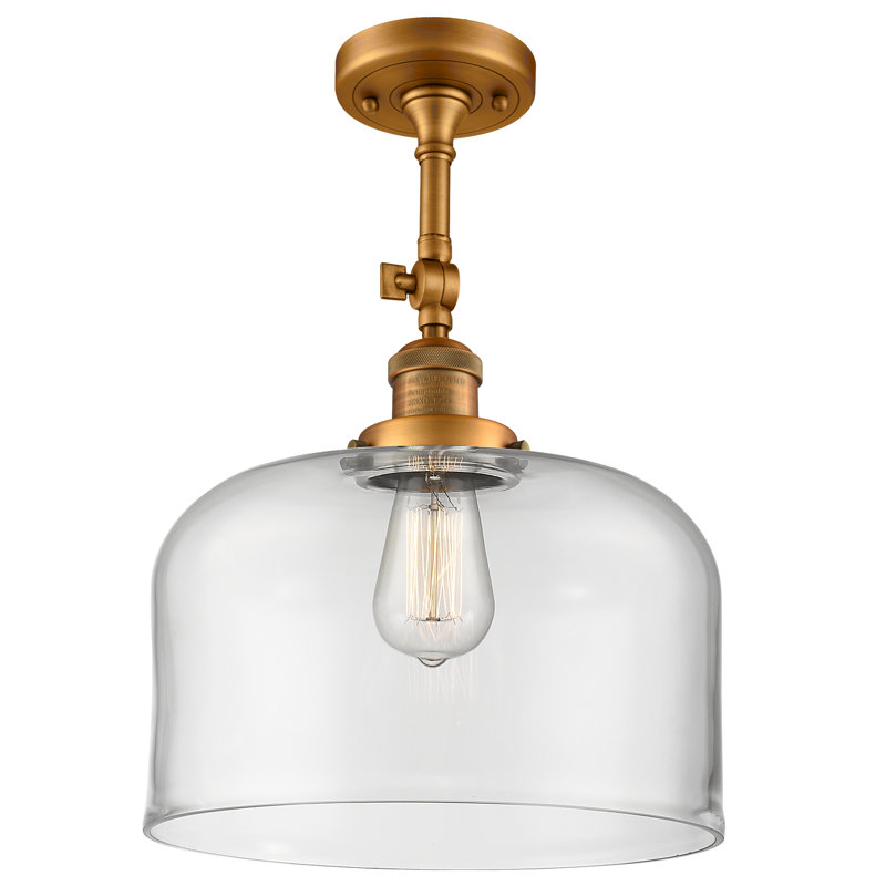 Temescal Glass Semi Flush Mount, Brushed Brass, Clear, No Bulb Included
