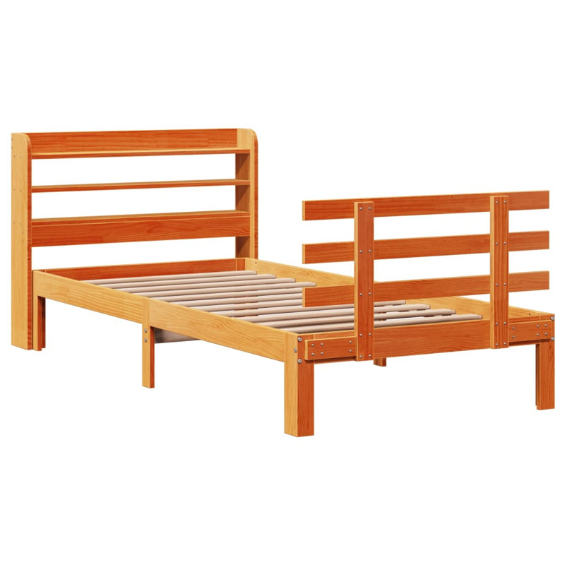 Bed Frame With Headboard Without Mattress, Single (3'), Wax Brown