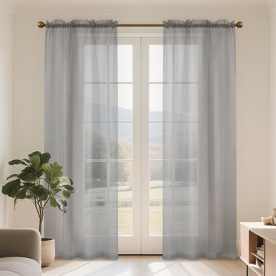 Voile Rod Pocket Sheer Window Curtains For Living Room