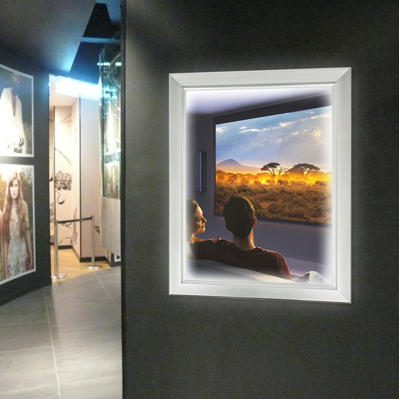 Présentoir lumineux 15,7 x 19,7 po à DEL, enseigne publicitaire murale en alliage d'aluminium pour vitrine commerciale, bureau et galerie