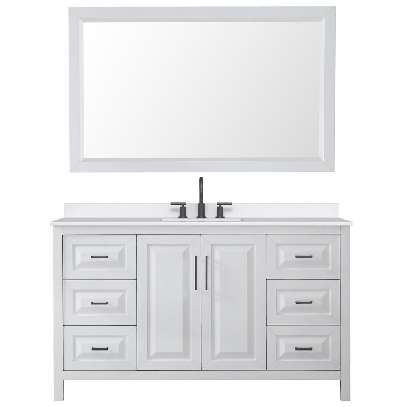 Daria 60'' W Single Vanity, Matte Black, Gray, White Quartz