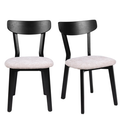 Solid Wood Dining Chairs, Armless Upholstered Modern Side Chairs With Linen Fabric Seat(set Of 2)