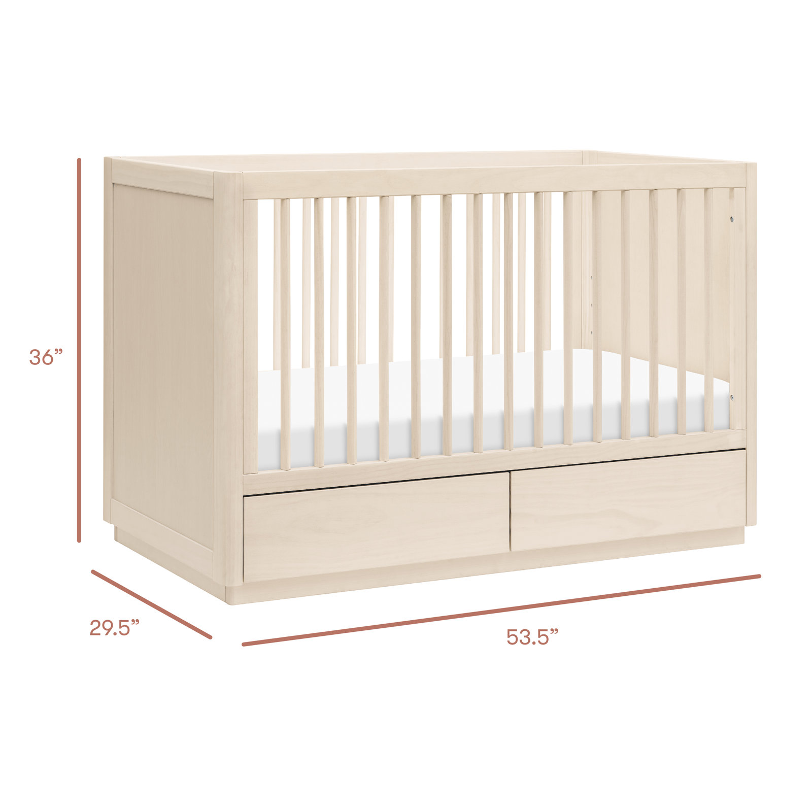 Bento Pine 3-in-1 Convertible Crib, Washed Natural