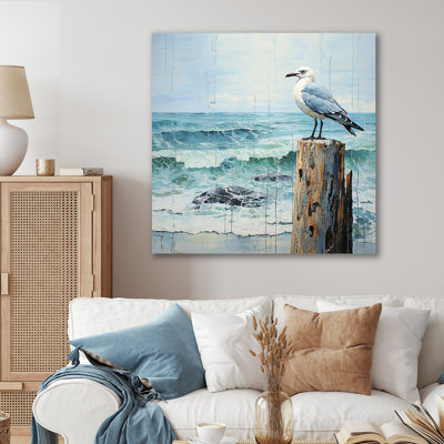 Seagull Solitude Pointillism I - Animals Wall Art Living Room