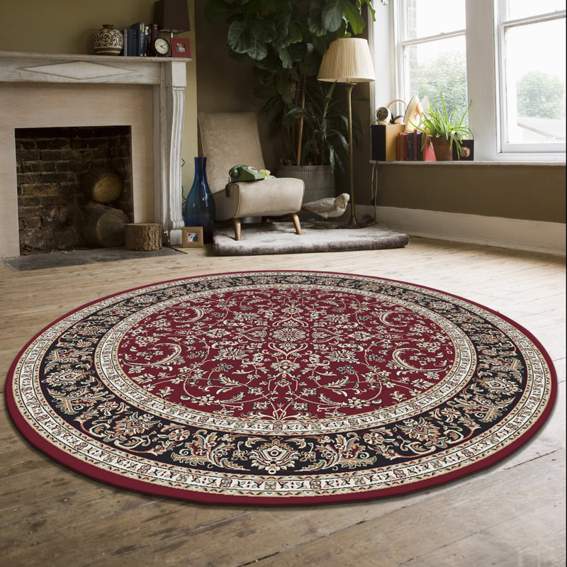 Tapis rouge / bourgogne Noble, Rond 5 pi 3 po