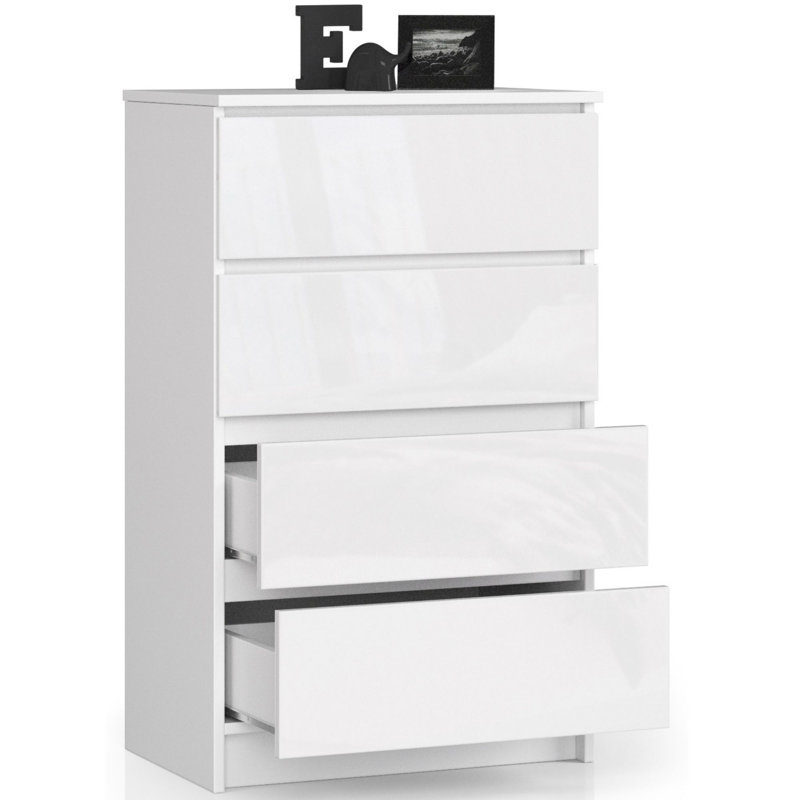 Eldrid 60cm W 4 - Drawer Chest of Drawers, White Gloss