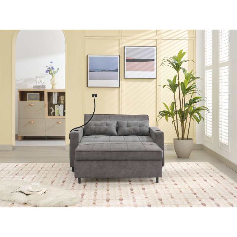 Futon-chaise convertible 3-en-1 avec ports USB