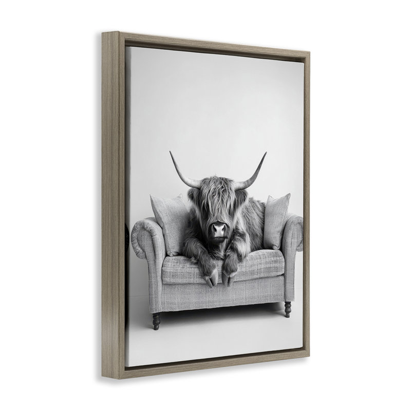 Art mural sur toile flottant Highland, H 21 po x l 17 po, Cadre flottant orme Montalcino