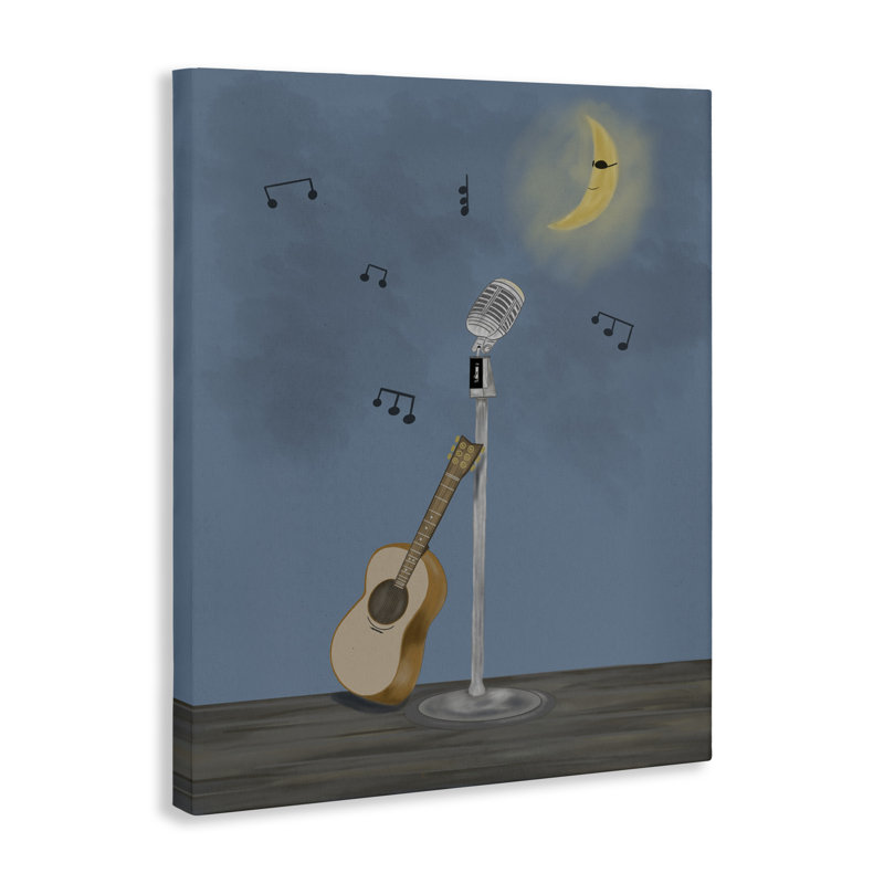 Toile musicale et lune, design par Leslie Hermosa, H 30 po x l 24 po