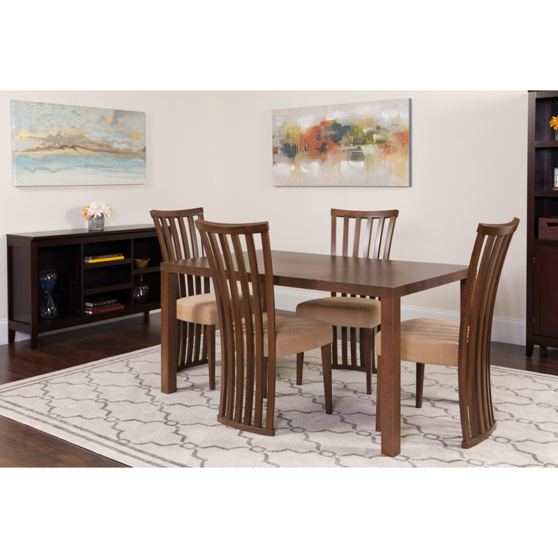 Huddleston Solid Wood Top Four Leg Dining Set, Walnut