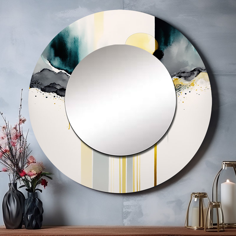 Pennyann, formes transitionnelles abstraites - V - miroir de formes abstraites, miroir mural décoratif rond moderne