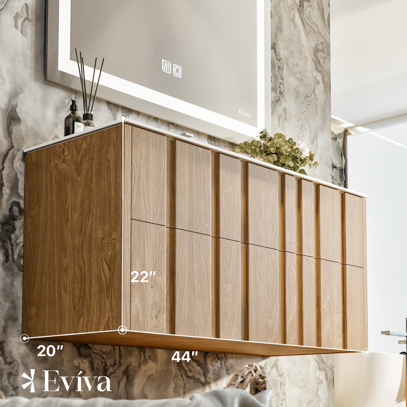 Ashy 44'' W x 18.2'' D x 18.9'' H Wall-Mounted Single Bathroom Vanity