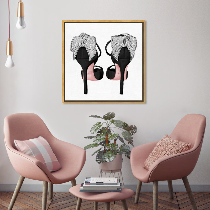Luxe Glitter Heels - Reproduction d'art graphique sur toile, H 24 po x l 24 po x P 1,5 po, Toile encadrée d'or