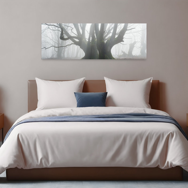 «Enchanted Misty Forest Ethereal Mystical Peaceful Moss Forest», art mural, H 16 po x l 48 po