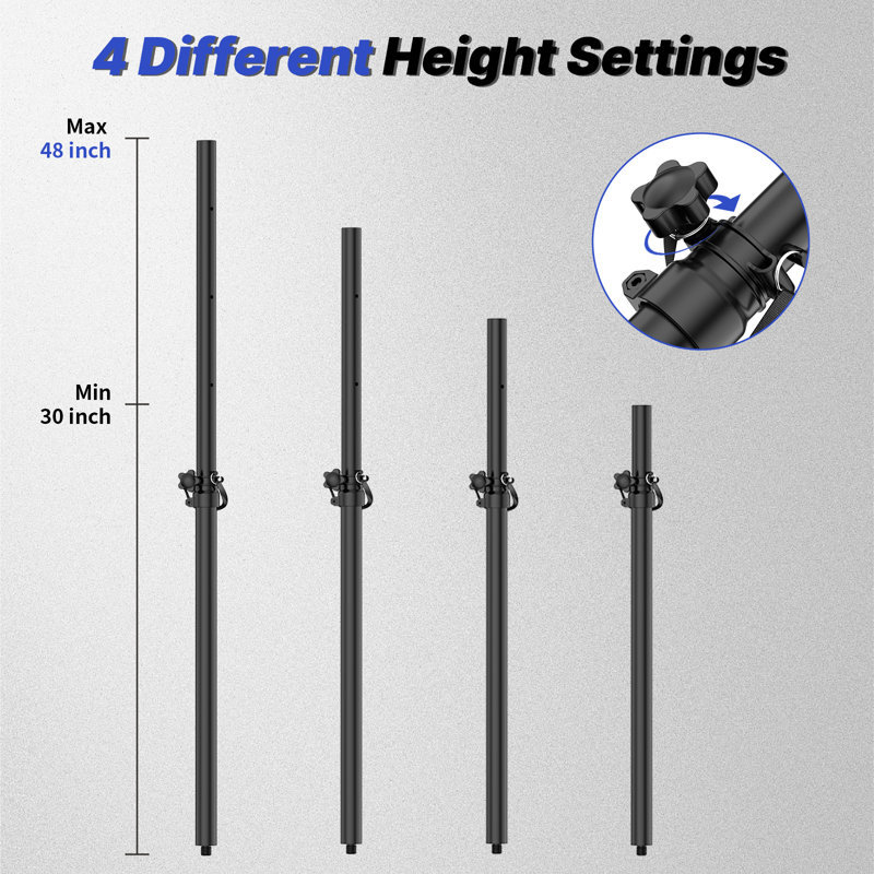 35mm Speaker Poles for Subwoofer with Adjustable Height  (Set of 2 )
