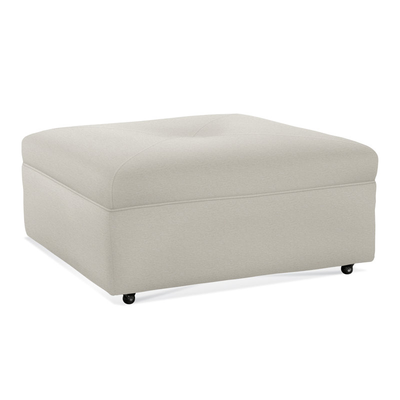 Repose-pieds de cocktail carré avec onglet Fremont, Tissu performance blanc 0851-94