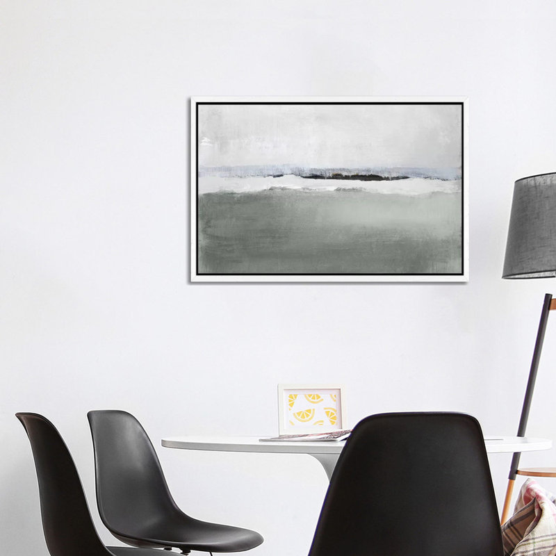 Misty Grey Dreams by Lanie Loreth - Painting on Canvas, White Floater Framed, 66.04cm H x 101.6cm W x 3.81cm D