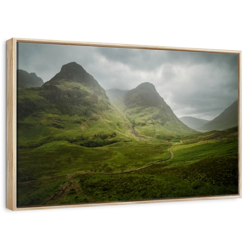Écosse «The Road To Glencoe», Cadre flottant en bois naturel, 40 po x 27 po