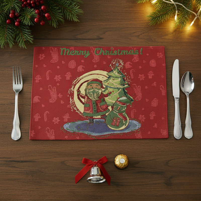 Schafer Christmas Santa Clause 13" x 19" Placemat Set