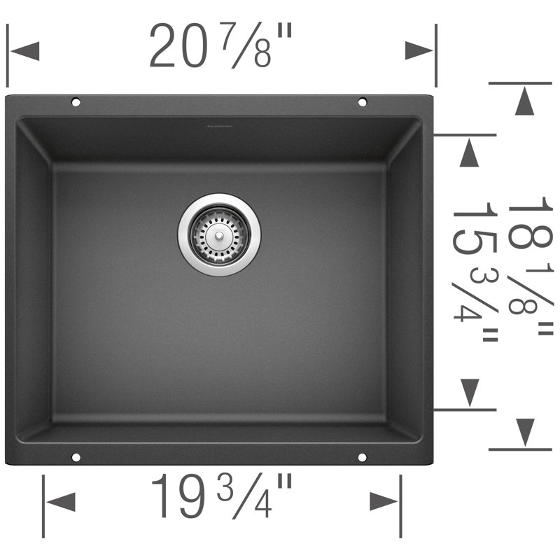 Precis SILGRANIT 21" Single Bowl Undermount Kitchen Sink, Anthracite