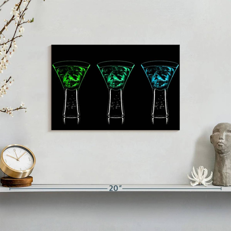 Yarlin bleu vert cocktails, H 8 po x l 12 po