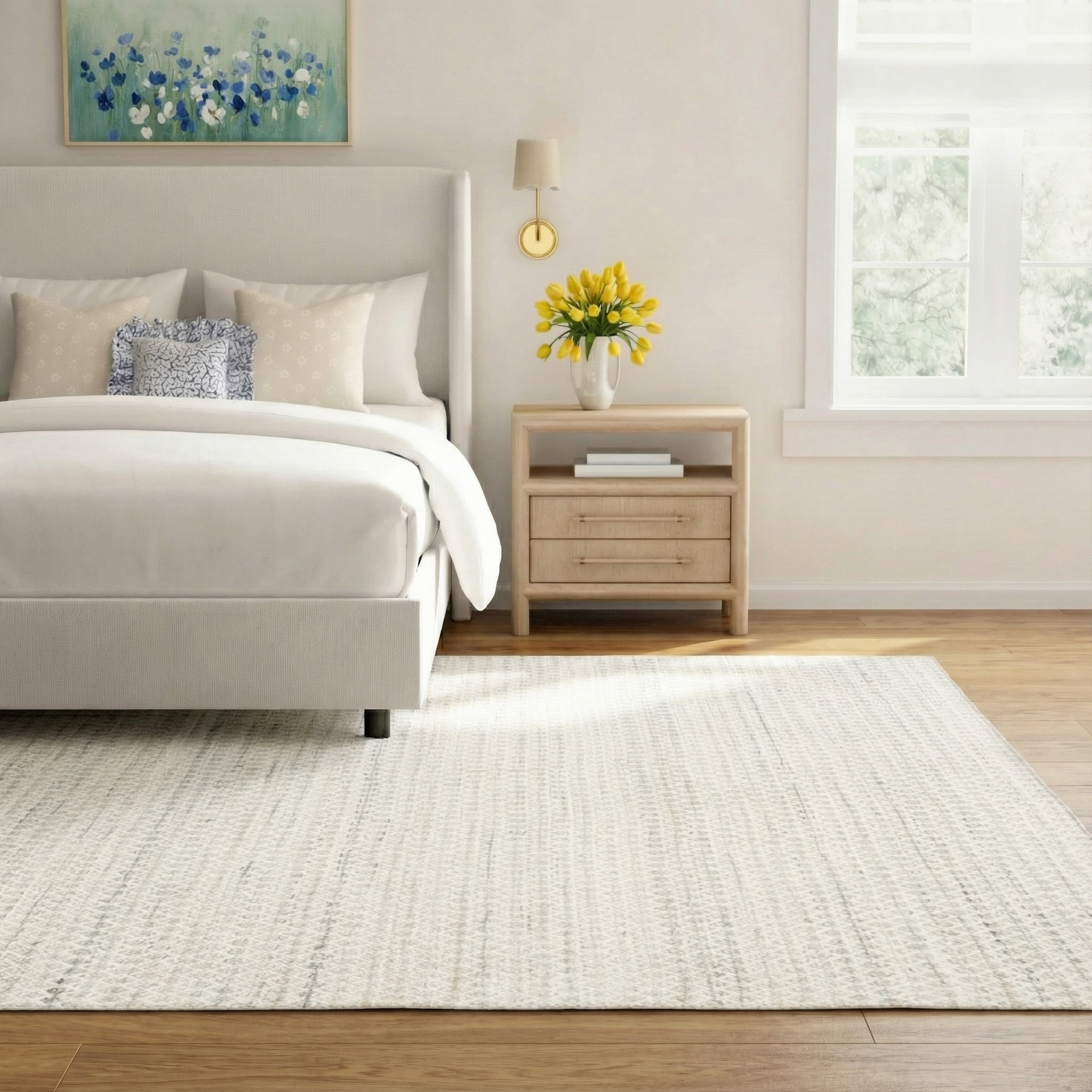 Gino Handmade Performance Cream/Taupe Indoor/Outdoor Rug, Rectangle 9' x 12'