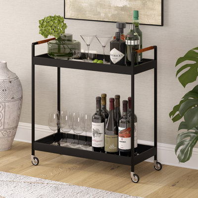 Riyo 33" Wide Rectangular Bar Cart in Blackened Bronze