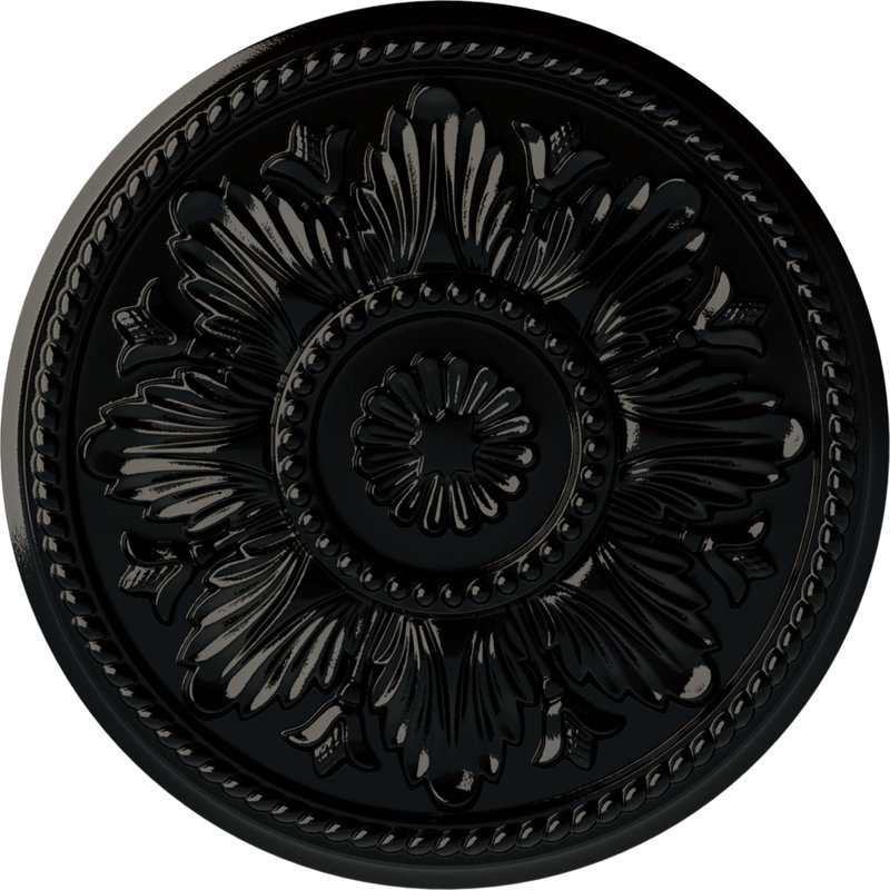 Endurathane Edinburgh Ceiling Medallion, 18"OD x 1 3/4"P (Fits Canopies up to 5 1/4"), Hand-Painted Black Pearl Finish