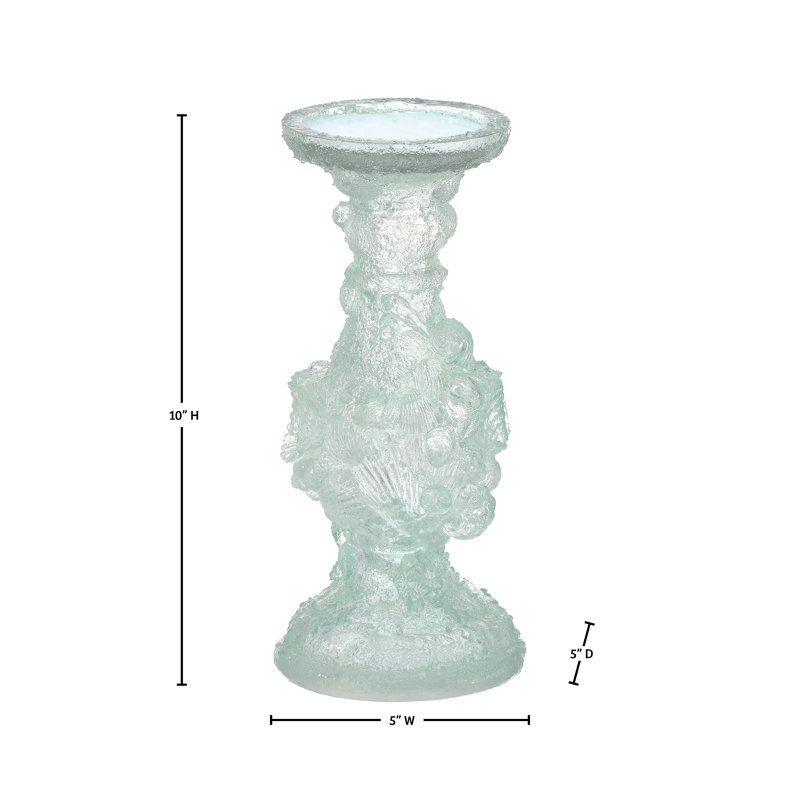 10" Clear Resin Ocean Candle Holder 