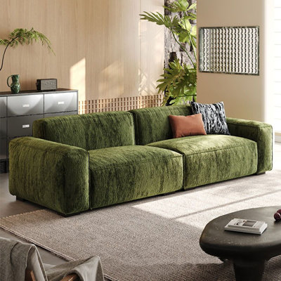 Canapé modulaire vert en chenille verte