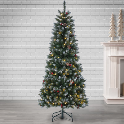 6 ft. Pre Lit Warm White LED Pop Up Lightly Flocked Pine Tree