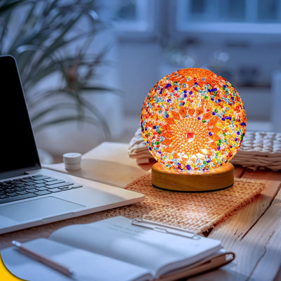 Mosaic Glass Globe Table Lamp