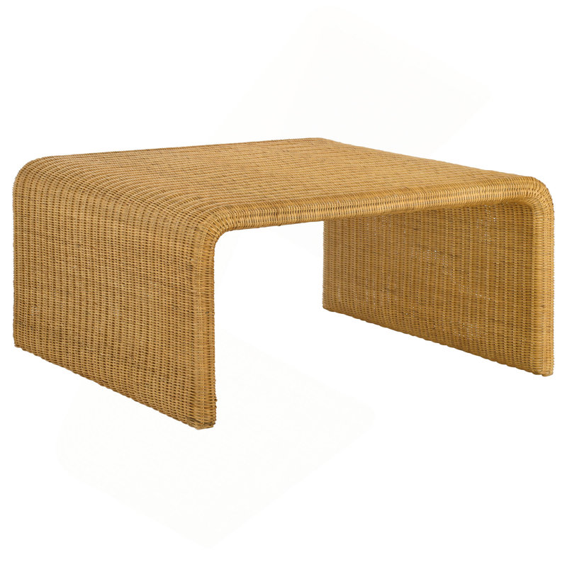 Table basse carrée en rotin naturel tissé Cahya, Naturel