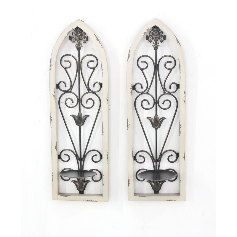 Porte-bougie en métal et bois