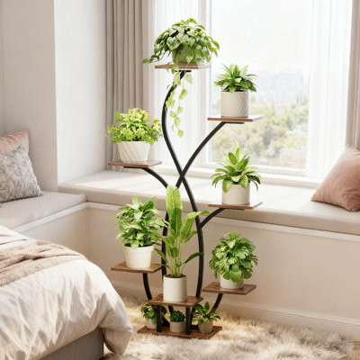 Indoor Plant Stand With Grow Light, 7-Tier Corner Plant Shelf For Indoor Plants, Metal Display Rack For Living Room Patio Balcony Decor