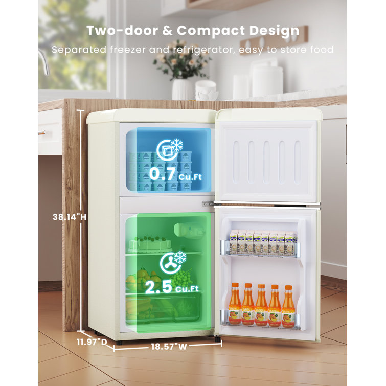 EUHOMY Mini Fridge with Freezer, 3.2 Cu.Ft Mini Refrigerator, Dorm Fridge  with 2 Door For Bedroom/Apartment/Office-Food Storage Cooling Drink (Black).