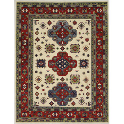 Kazak One-of-a-Kind Hand Knotted Red / Ivory 9 X 12 Rug 