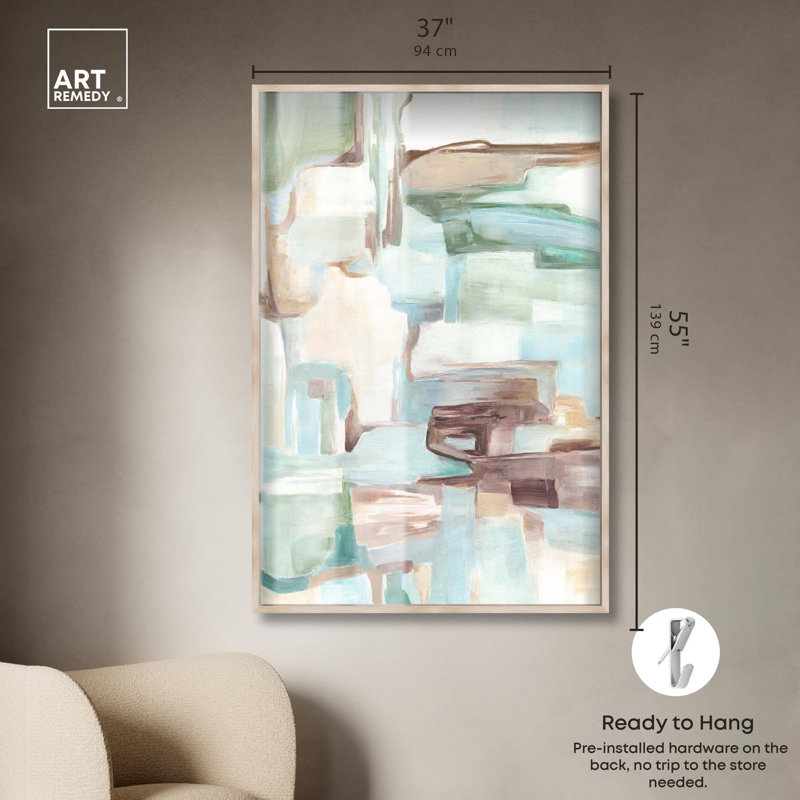 Divine dans une boîte-cadre verte, impression pastel par Art Remedy, H 55 po x l 37 po, Crème, crème