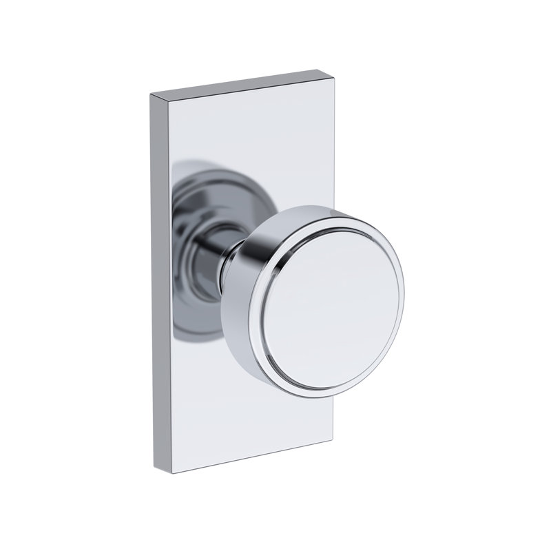 Vashon Half Dummy Knob with Contemporary 5in Rose in Polished Chrome, Polished Chrome