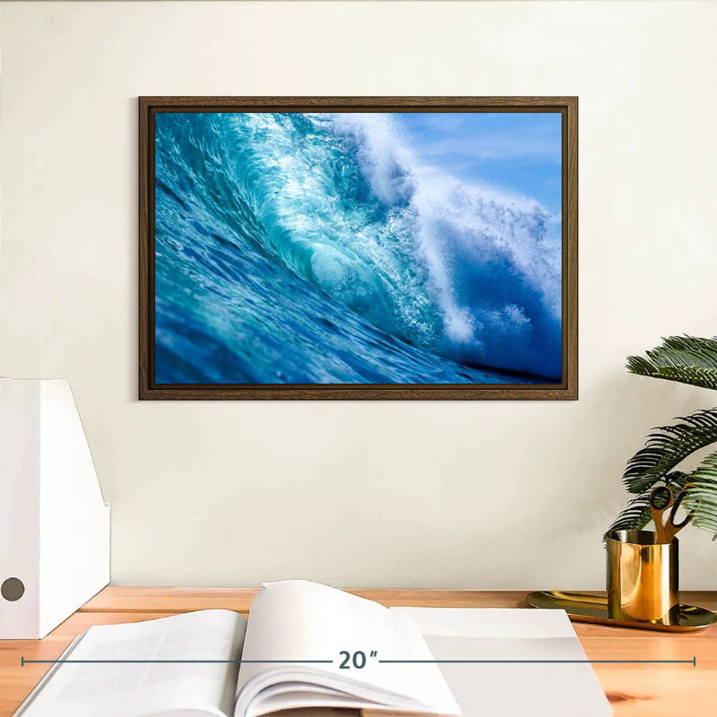Vague de l'océan au Nicaragua, 31 po x 21 po, Cadre flottant noyer