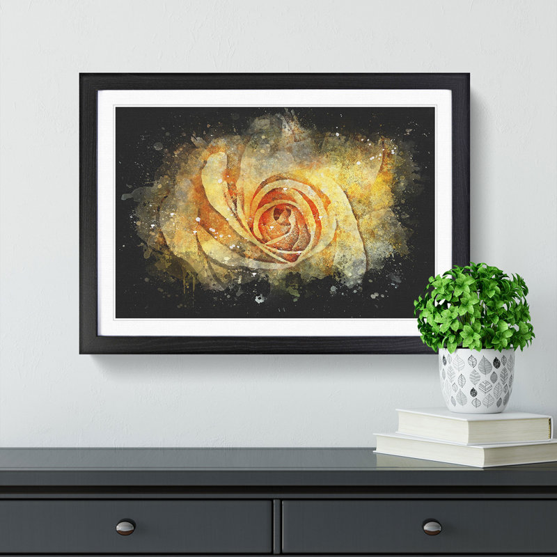 Yellow Rose - Framed Print, 62cm H x 87cm W x 2cm D, Black Framed